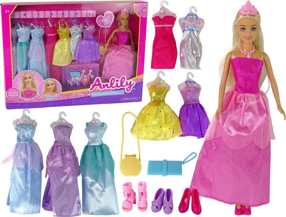 LeanToys Duzy Zestaw Lalka Z Garderoba Sukienki Dodatki Ubranka 13387 (5905323216129) bērnu rotaļlieta
