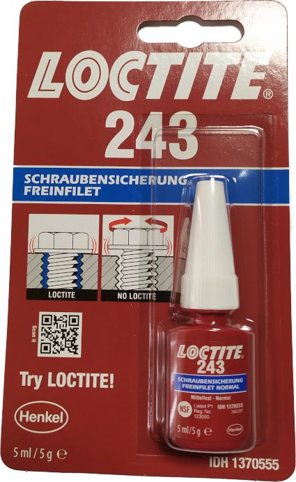 LOCTITE 243 IDH: 1370555 LOCTITE - Anaerobic adhesive, blue; liquid;  bottle; 5ml; LOCTITE 243; LOC-243-5