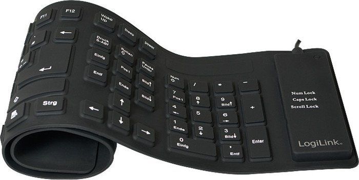 Keyboard LogiLink USB / PS/2 Flexibel Wasserfest black klaviatūra
