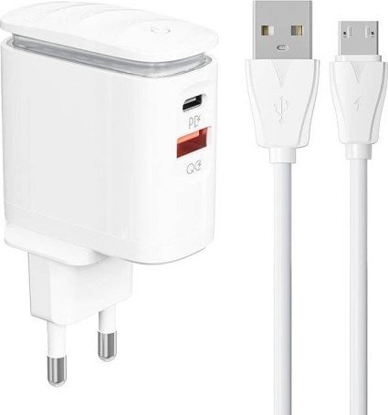 Wall charger  LDNIO A2423C USB, USB-C + MicroUSB cable iekārtas lādētājs