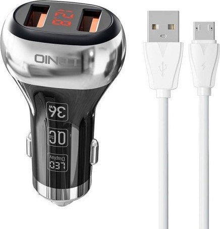 LDNIO C2 2USB Car charger + MicroUSB Cable iekārtas lādētājs