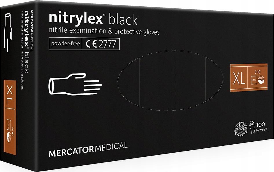 Mercator Medical rekawice diagnostyczne nitrylex black roz. XL 100szt. RD30104005 RD30104005 (5906615135296) cimdi