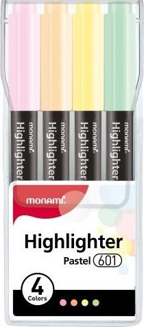 Monami Cienki zakreslacz Highlighter 601 - zestaw 4 kolorow pastelowych Monami AE511MNM (8801067259781)