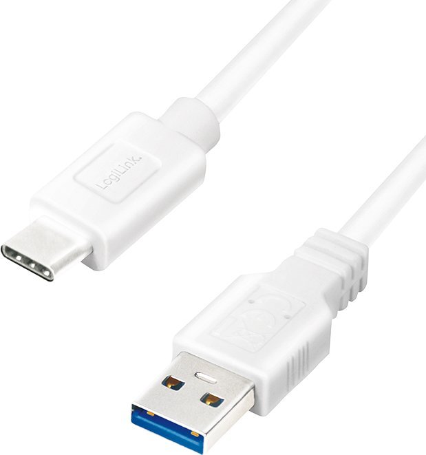 LOGILINK - USB 3.2 Gen1x1 cable, USB-A male to USB-C male, white, 1m USB kabelis