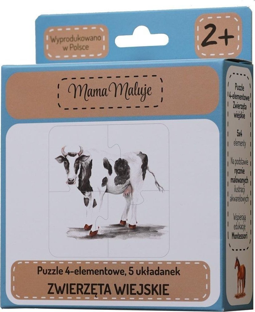Mama Maluje Puzzle 4-elementowe Zwierzeta wiejskie 508607 (5904673762010) puzle, puzzle