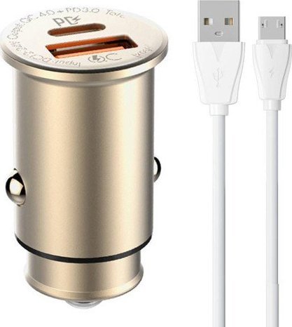 LDNIO C506Q USB, USB-C Car charger + MicroUSB Cable iekārtas lādētājs