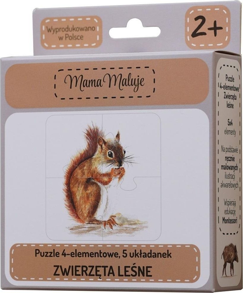 Mama Maluje Puzzle 4-elementowe Zwierzeta lesne 508604 (5904673762003) puzle, puzzle