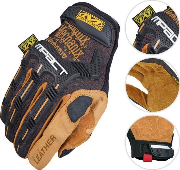 Mechanix Wear Mechanix Wear Rekawice M-Pact Leather Czarne-Coyote M 20687-4 (0781513631539) cimdi