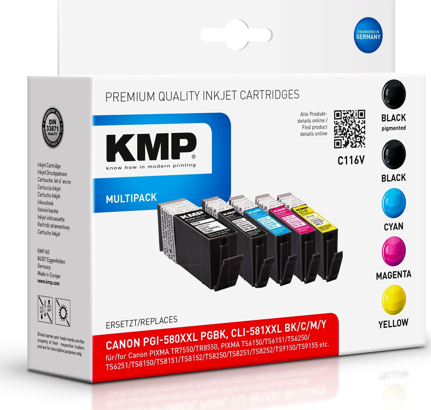 KMP C116V Multipack comp. with Canon PGI-580/CLI-581 XXL BCMY