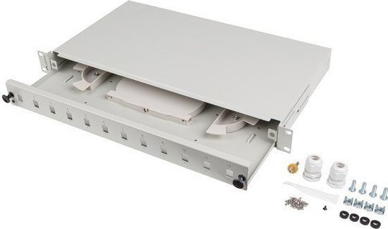 Fiber Optic Distribution Box 12XSC simplex/12XLC duplex rack 19 1U gray + accessories Serveru aksesuāri