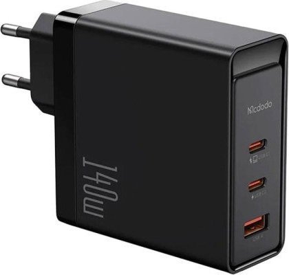 GaN 140W charger Mcdodo CH-2911, 2x USB-C, USB-A (black) iekārtas lādētājs