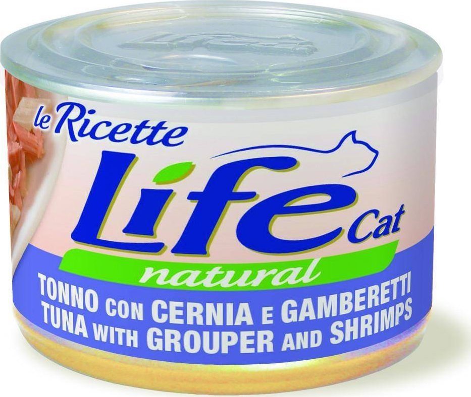 Life Pet Care LIFE CAT pusz.150g TUNA+GROUPER+SHRIMPS LA RICETTE /24 102501 (8034105423503) kaķu barība