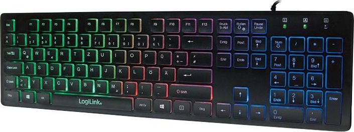 Beleuchtete Keyboard LogiLink, USB 1.1,LED Regenbogenbeleuch klaviatūra