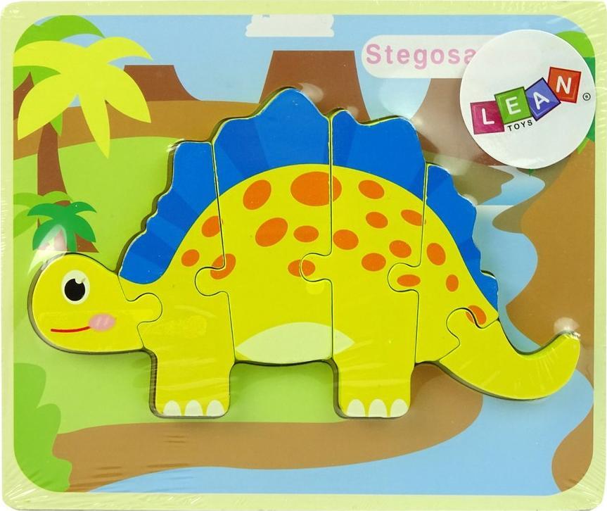 LeanToys Drewniane Puzzle Dinozaur Stegosaurus Zolty 10341 (5904665991800) bērnu rotaļlieta