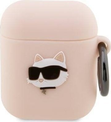 Karl Lagerfeld Etui Karl Lagerfeld KLA2RUNCHP Apple AirPods 2/1 cover rozowy/pink Silicone Choupette Head 3D KLD1400 (3666339087951)