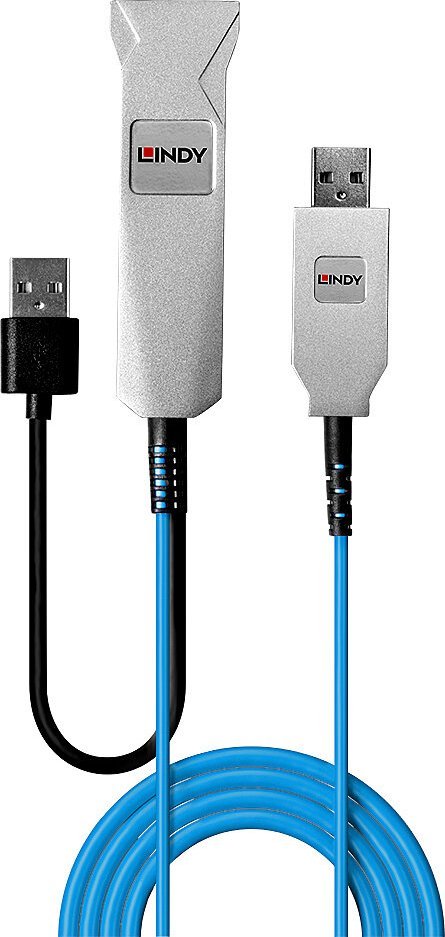 Kabel USB Lindy USB-A - 2x USB-A 100 m Niebieski (43346) 43346 (4002888433464) USB kabelis