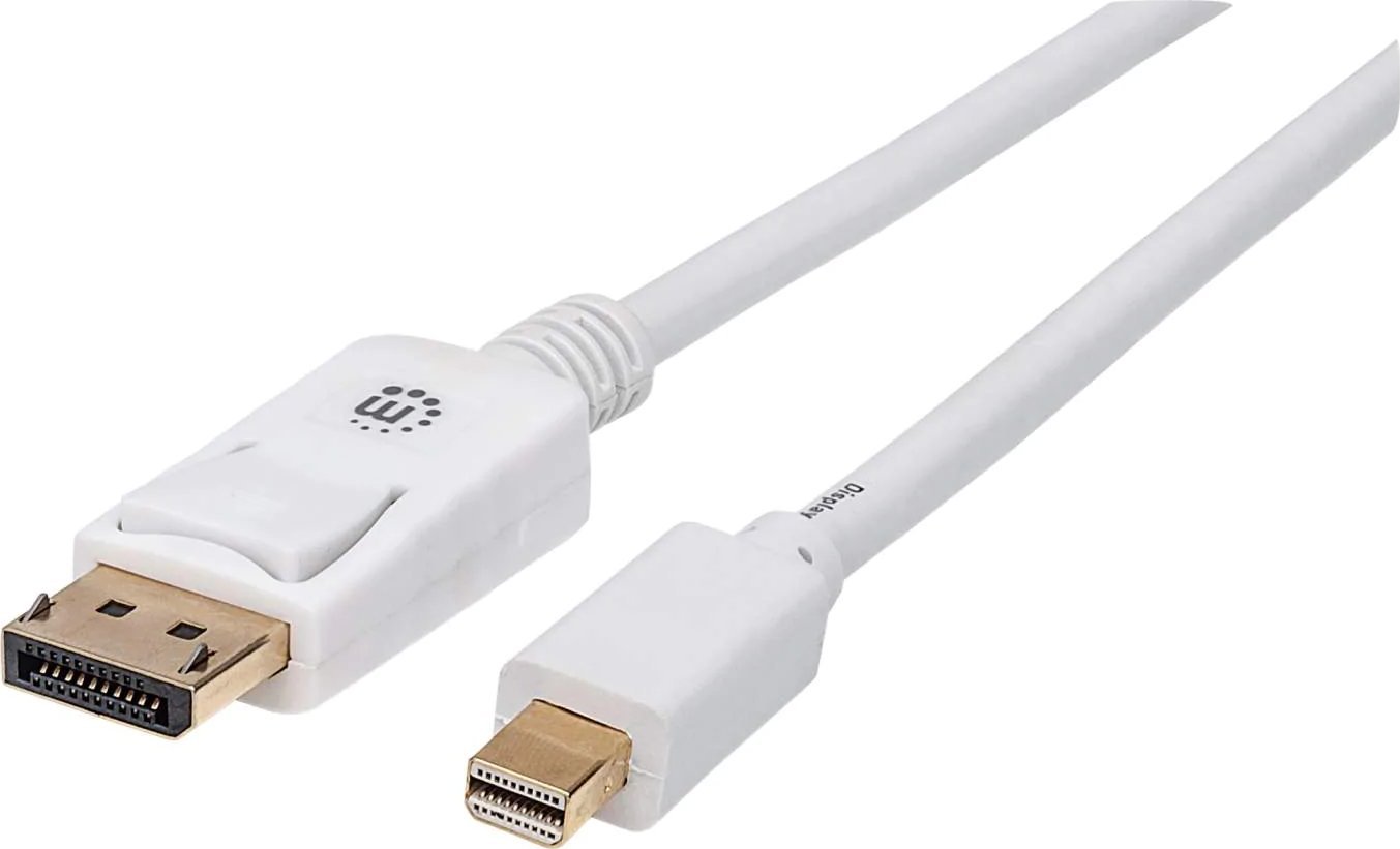 Manhattan Monitor Cable Mini DisplayPort to DisplayPort, M/M, White, 2m kabelis video, audio