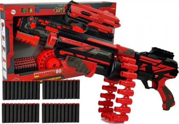 Lean Sport Large Pistol Rifle With Foam Bullets 40 Pcs Red and Black Sight Rotaļu ieroči