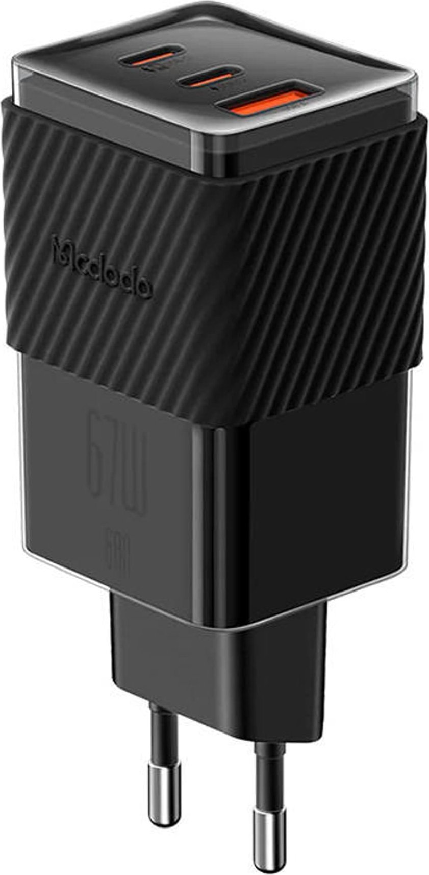 Charger GaN 65W Mcdodo CH-1501, 2x USB-C, USB-A (black) iekārtas lādētājs