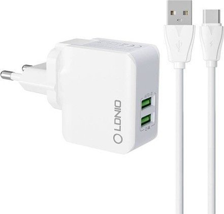 Wall charger  LDNIO A2203 2USB + USB-C cable iekārtas lādētājs