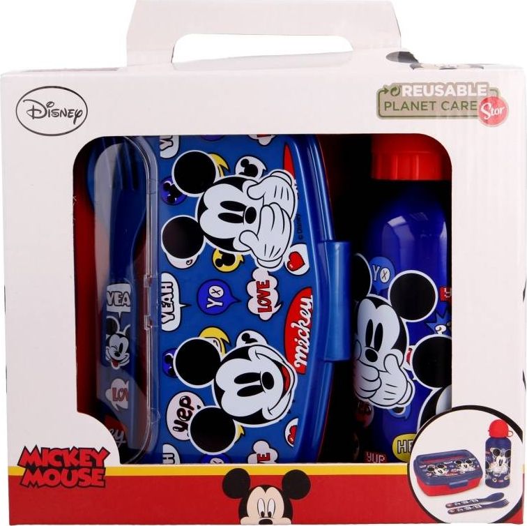 Mickey Mouse Mickey Mouse - Zestaw lunchbox, bidon 400ml, sztucce 50163 (8412497501632) Pārtikas uzglabāšanas piederumi