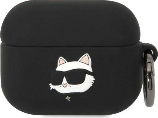 Karl Lagerfeld Etui Karl Lagerfeld KLAPRUNCHK Apple AirPods Pro cover czarny/black Silicone Choupette Head 3D KLD1416 (3666339087906)