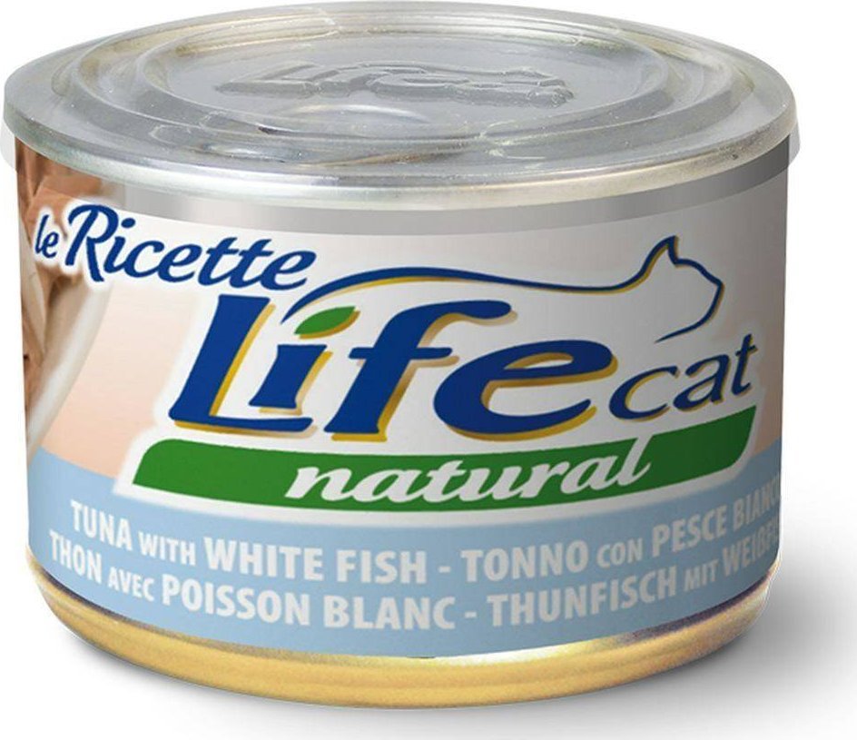 Life Pet Care LIFE CAT pusz.150g TUNA + WHITE FISH LA RICETTE /24 102341 (8034105420977) kaķu barība