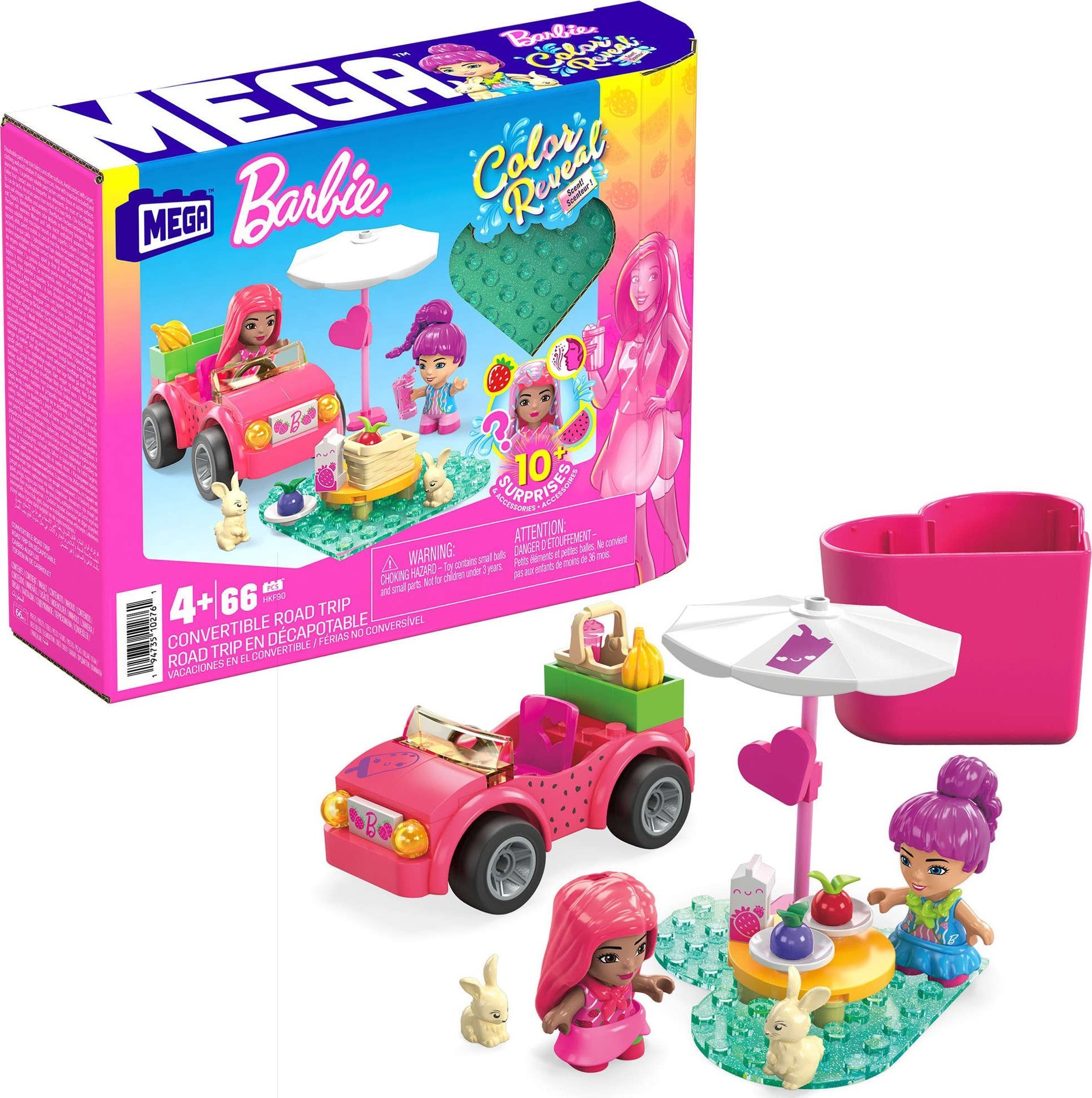 Lalka Barbie Mattel MEGA Barbie Color Reveal Kabriolecik - Wesola wycieczka Zestaw klockow HKF90 HKF90 (194735102761) bērnu rotaļlieta