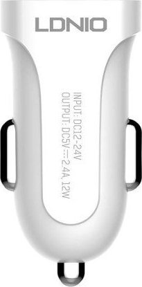 Car charger LDNIO DL-C17, 1x USB, 12W + USB-C cable (white) iekārtas lādētājs