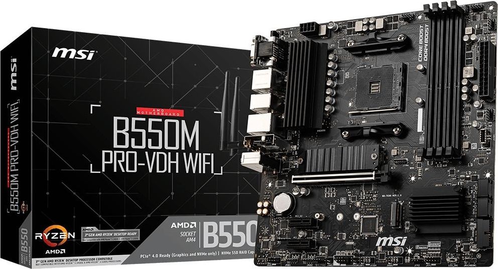 MSI B550M Pro-VDH Wifi (B550,AM4,mATX,AMD) pamatplate, mātesplate