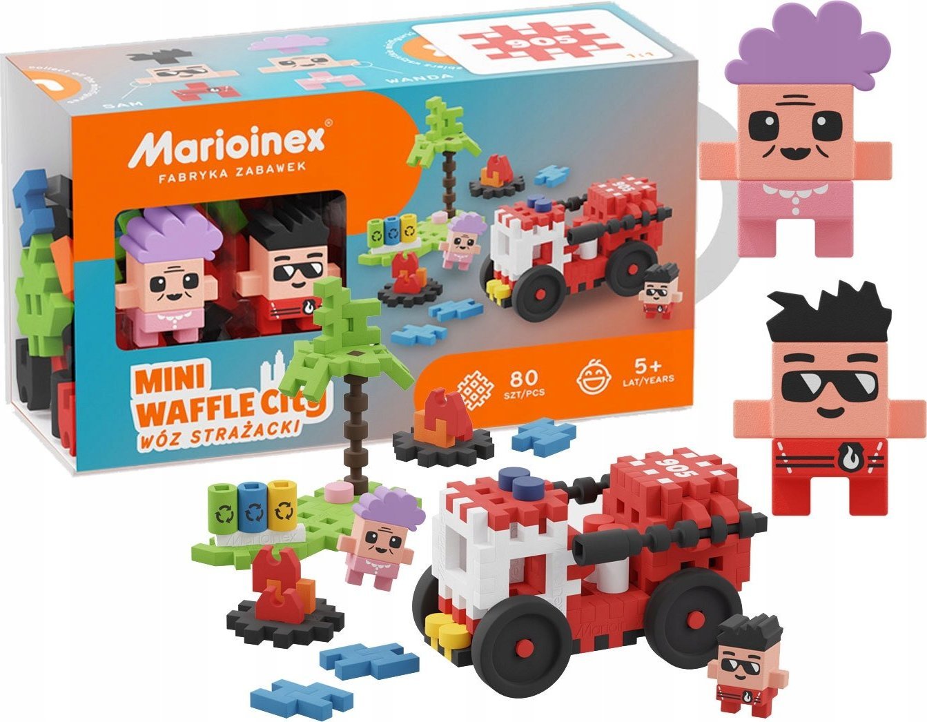 Marioinex Klocki Mini Waffle 80 elementow Straz pozarna konstruktors