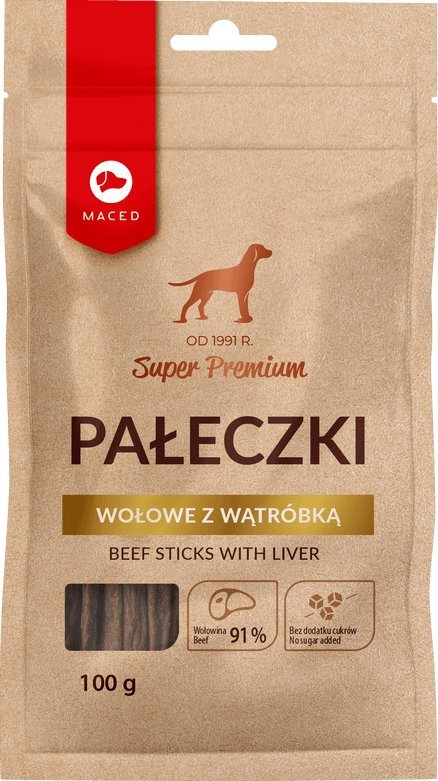 Maced Przysmak paleczki wolowe z watrobka 100g 12888168 (5907489323956)