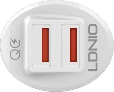 LDNIO C511Q 2USB Car charger + USB-C cable iekārtas lādētājs