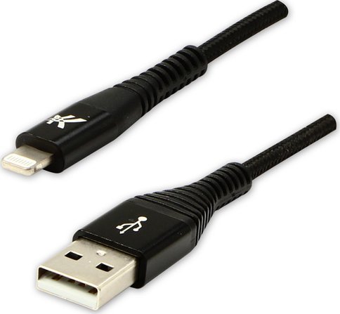 Kabel USB Logo USB-A - Lightning 1 m Czarny 10158087 (8590274718579) USB kabelis