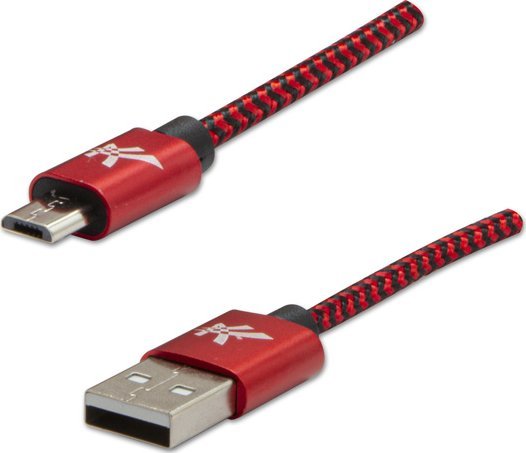 Kabel USB Logo USB-A - microUSB 2 m Czarno-czerwony 10158084 (8590274721425) USB kabelis