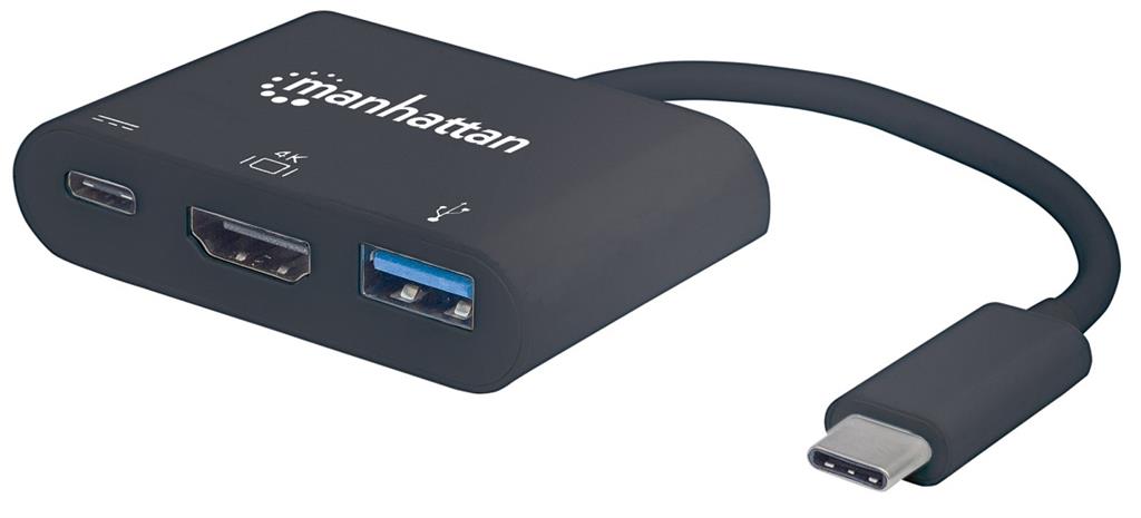 Manhattan USB-C 3.1 multiport adapter -> HDMI/USB-A/USB-C black USB centrmezgli