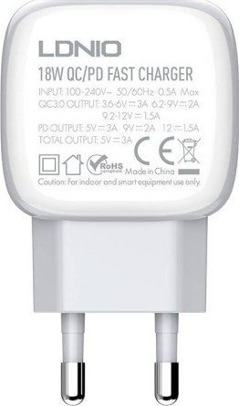 Wall charger  LDNIO A2313C USB, USB-C 20W + USB to Lightning cable iekārtas lādētājs