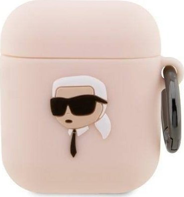 Karl Lagerfeld Etui Karl Lagerfeld KLA2RUNIKP Apple AirPods 2/1 cover rozowy/pink Silicone Karl Head 3D KLD1402 (3666339087869)