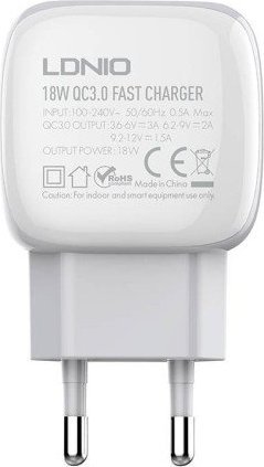 Wall charger  LDNIO A1307Q 18W +  Lightning cable iekārtas lādētājs