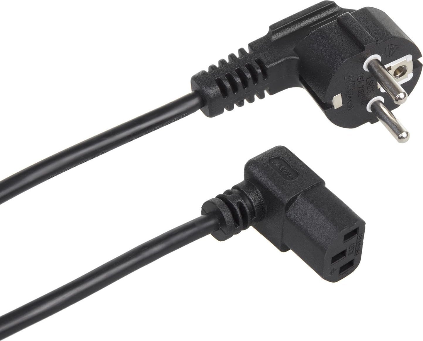 Maclean power cable, angled, 3 pin, EU plug, 1.5m, MCTV-851 kabelis datoram