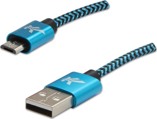 Kabel USB Logo USB-A - microUSB 2 m Czarno-niebieski 10158102 (8590274721388) USB kabelis