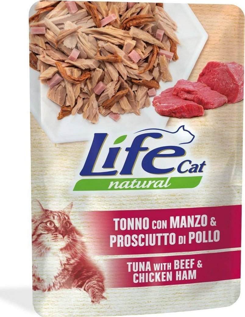 Life Pet Care LIFE CAT sasz.70g TUNA + BEEF + HAM /30 10124 (8034105420410) kaķu barība