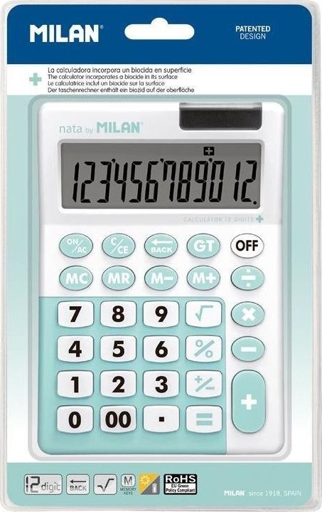 Kalkulator Milan Kalkulator 12 poz. Antibacterial zielony MILAN 435187 (8411574092452) kalkulators