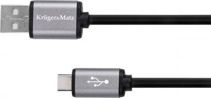 Kabel USB Kruger&Matz USB-A - USB-C 1 m Czarny (KM1239) KM1239 (5901890033374) USB kabelis