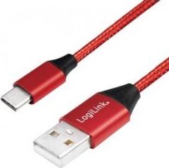 LOGILINK - USB 2.0 cable USB-A male to USB-C male, red, 1m USB kabelis