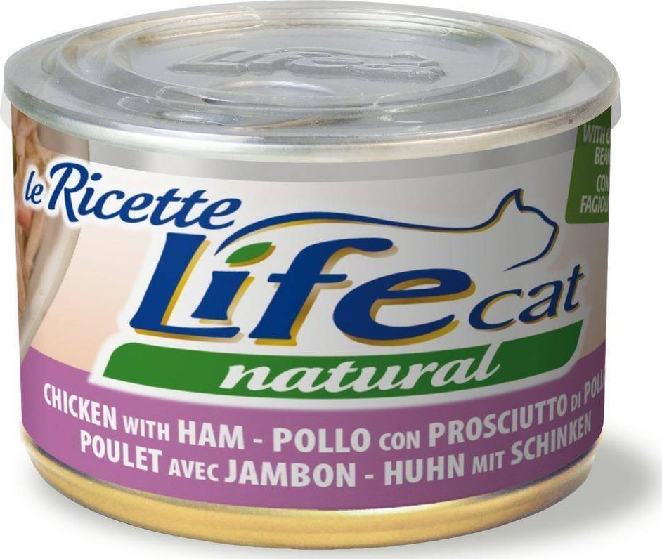 Life Pet Care LIFE CAT pusz.150g CHICKEN + HAM + BEANS LA RICETTE /24 102391 (8034105422117) kaķu barība