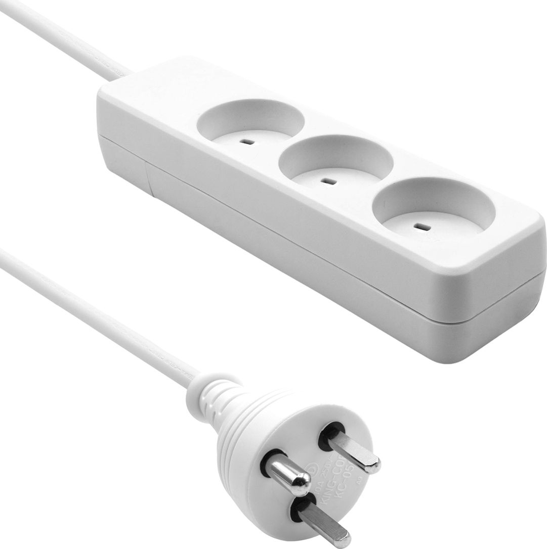 Listwa zasilajaca ProXtend Danish IT Power Strip 3-way 3 gniazda 3 m biala (KIT3-KIT03W) elektrības pagarinātājs