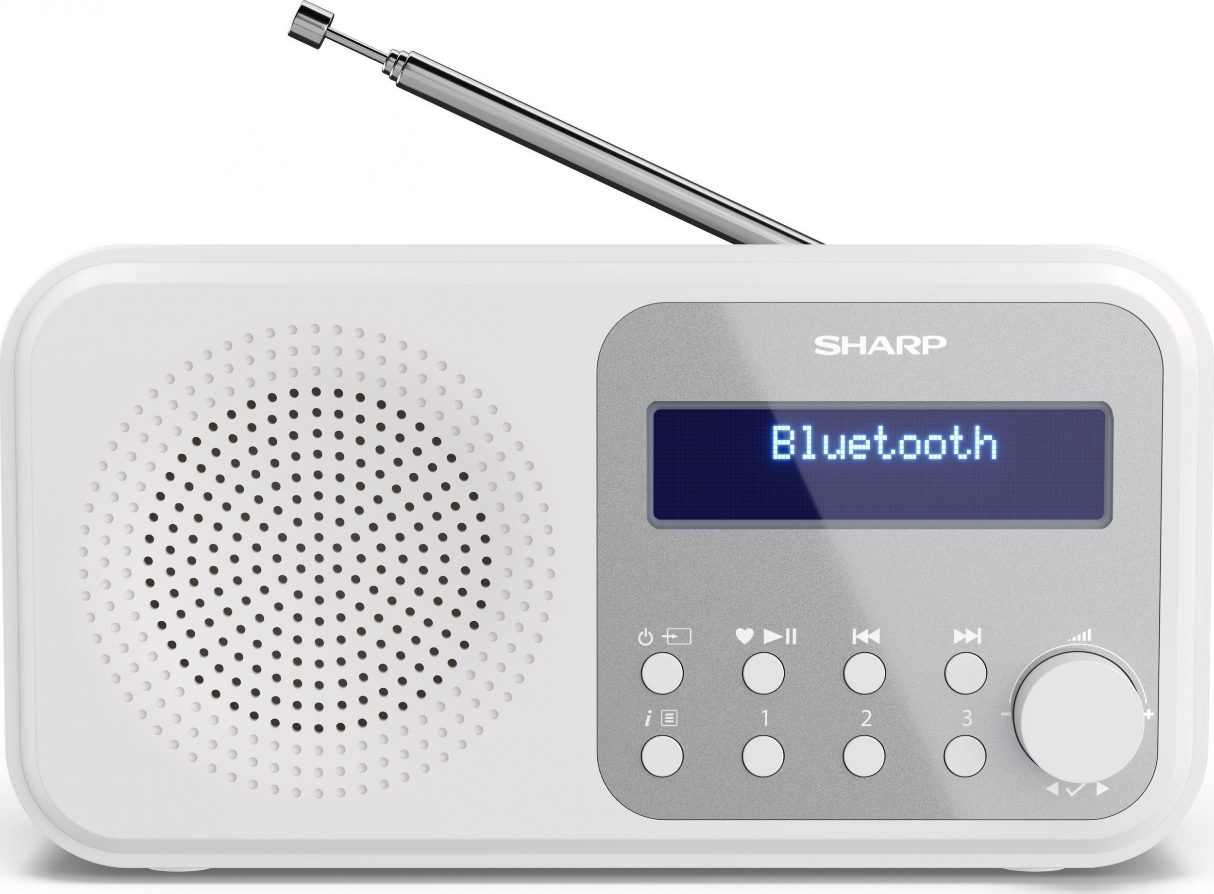 Sharp DR-P420(WH) Tokyo Portable Digital Radio, FM/DAB/DAB+, Bluetooth 5.0, USB or Battery Powered, Snowy White radio, radiopulksteņi