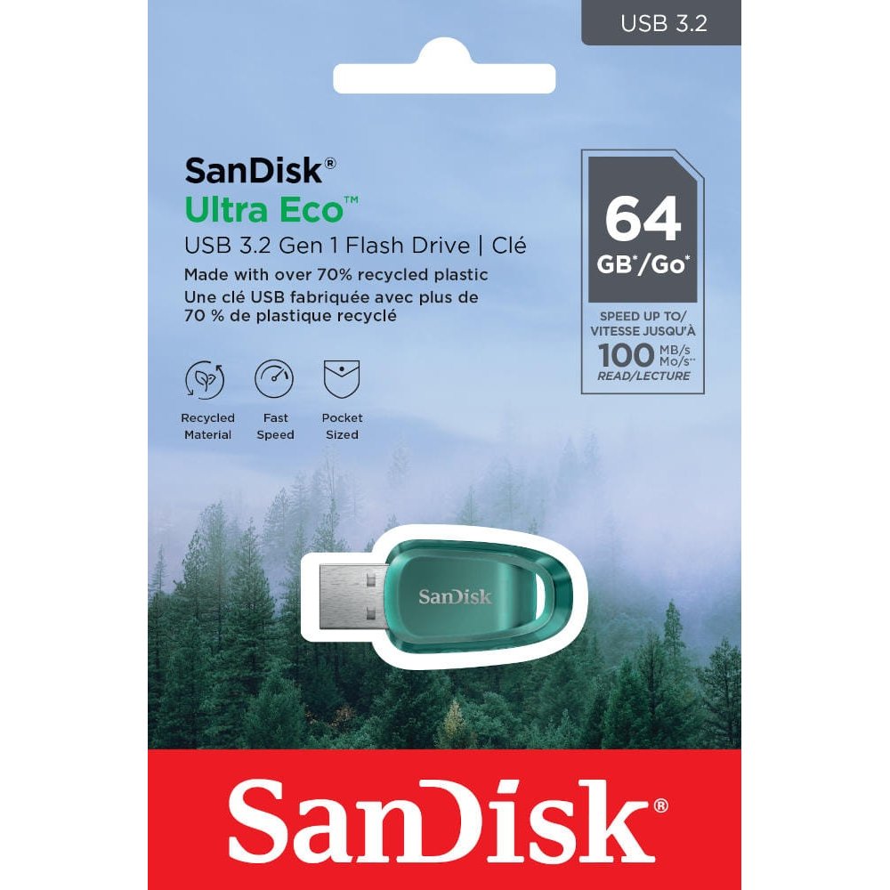 Sandisk Ultra Eco USB 3.2 64GB Zibatmiņa AKKSGPENSAN00067 (619659196097) USB Flash atmiņa