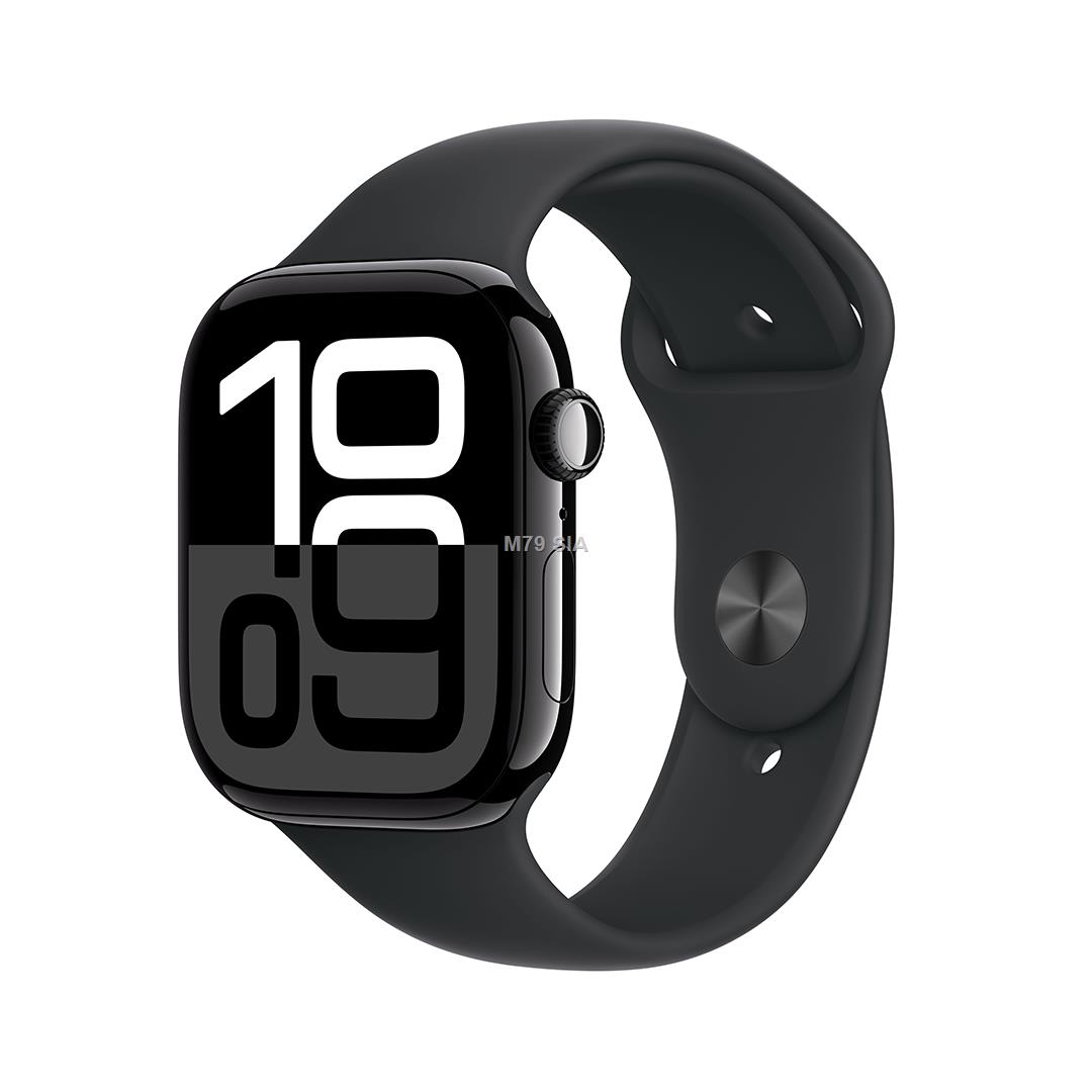 Watch Series 10 GPS + Cellular 46 mm Jet Black Aluminium Case with Black Sport Band - M/L Viedais pulkstenis, smartwatch